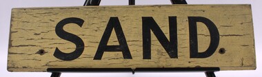Wooden sign for sand storage
