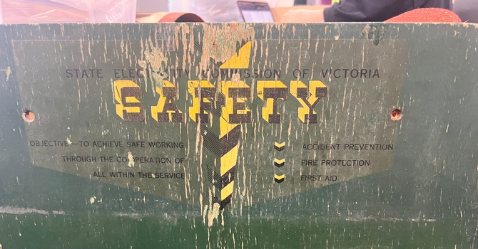 SEC Safety sign - close up of top.