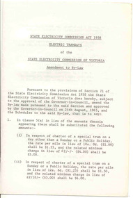 Document - Amendment Sheet, State Electricity Commission of Victoria (SECV), By Laws, Aug. 1966