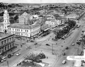Photograph - Illustration/s, News and Information Bureau - Photo, Ballarat view from Town Hall, Oct. 1958