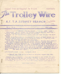 Magazine, Australian Electric Traction Association, "The Trolley Wire", Vol 1, No. 6, "The Trolley Wire", Vol 3, No. 5, Jul. 1952