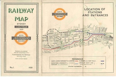 Map, NSWGR, "Railway Map of  Sydney Suburban and Underground" - 1939, 1939