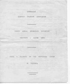 Ephemera - Tour Notes, Australian Electric Traction Association (AETA), "AETA Easter 1958, tour notes, Ballarat", Apr. 1958