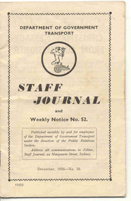 Newsletter, Dept of Govt. Transport - Public Relations, NSWGT - Staff Journal and Weekly Notice, Dec. 1956