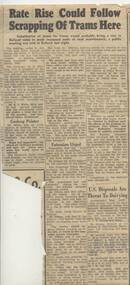 Newspaper, The Courier Ballarat, "Rate rise could follow scrapping of trams here", 21/02/1957 12:00:00 AM
