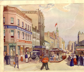 Drawing - Illustration/s, Albert Collins - Original artwork, King St. Sydney Cable trams