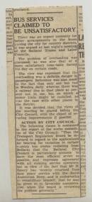 Newspaper, The Courier Ballarat, "Bus Services claimed to be unsatisfactory", c1950's