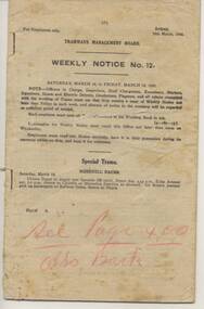 Ephemera, NSWG - Tramways Management Board, "Weekly Notice No. 12" - 12/3/1932, 10/03/1932 12:00:00 AM