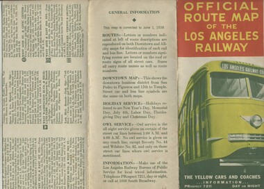 Map, H.P. Noordwal, "Official Route Map of the Los Angeles Railway", Jun. 1938