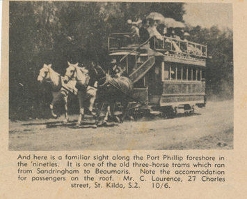 Newspaper, Beaumaris Horse Tram