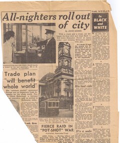 Newspaper, Herald  Sun, "All-nighters roll out of the city", Feb. 1957