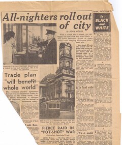 Newspaper, Herald Sun, "All-nighters roll out of the city", Feb. 1957