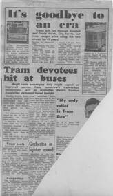 Newspaper, Adelaide Advertiser, Last tram on four Adelaide Routes - Feb. 1957, Feb. 1957