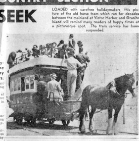 Newspaper, Adelaide Mail, "Holidaymakers see return of horse tram", 1/01/1955 12:00:00 AM