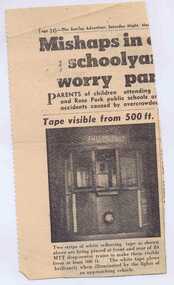Newspaper, Adelaide Advertiser, "Tape visible from 500ft", Mar. 1956