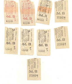 Ephemera - Ticket/s, 10 Sydney paper flimsy - Wal Jack Collection, c1950