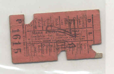 Ephemera - Ticket/s, Manx Electric Railway, Manx Electric Railway - Wal Jack Collection