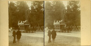 Photograph - Stereo Pair, Geo. Rose, 7 window horse tram, c1900