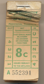 Ephemera - Ticket/s, Sands & McDougall Pty Ltd, Nine No. 8c SECV, c1971