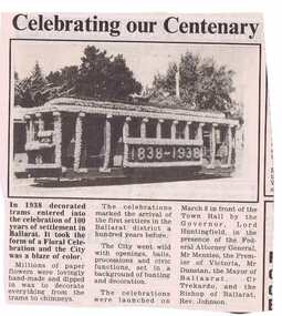 Newspaper clipping - "Celebrating our Centenary"