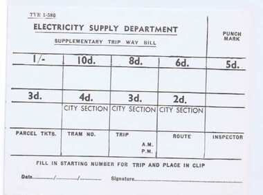 Document - Form/s, State Electricity Commission of Victoria (SECV), " Supplementary Trip Waybill", pre 1971