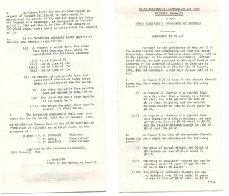 Document - Amendment Sheet, State Electricity Commission of Victoria (SECV), By Laws, Jan. 1969