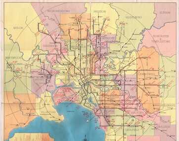 Map, Compiled by MMTB, "Map and timetable of Melbourne Tram and Bus Services" - May 1956, May. 1956