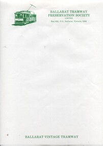 Document - Letterhead, Ballarat Tramway Preservation Society (BTPS), BTPS letterhead, c1980