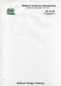 Document - Letterhead, Ballarat Tramway Museum (BTM), BTM Letterhead . 1995, Dec. 1995