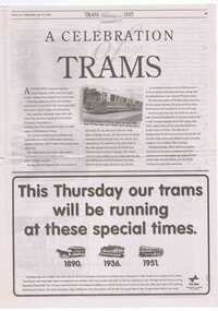 Newspaper, Herald  Sun, "A celebration of trams", 19/04/1995 12:00:00 AM