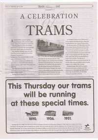 Newspaper, Herald Sun, "A celebration of trams", 19/04/1995 12:00:00 AM