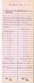 Document - Table Cards, Melbourne and Metropolitan Tramways Board (MMTB), Australia day (26/1/1980) cavalcade, Jan. 1980