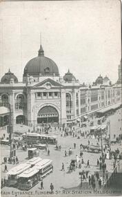 Postcard, Kookaburra and  ?, Flinders St. Railway station