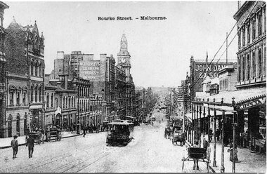 Postcard, Bourke St. Melbourne, looking east