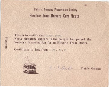 Certificate, John Phillips, BTPS Driver's Certificate, mid 1980's