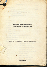 Document - Report, Tramway Museum Society of Victoria (TMSV), "Provisional Demand Analysis of the Urban Ballarat Bus Catchment Area", Feb. 1978