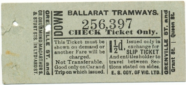 Ephemera - Ticket/s, State Electricity Commission of Victoria (SEC), ESCo Check Ticket, 1920's?