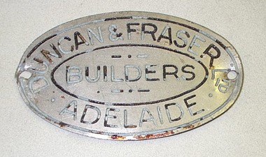 Builders Plate for Duncan and Fraser,