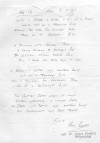 Literary work - Manuscript, Ken Peake, Poem "No. 18 - Mon 6/1/1997", 6/01/1997 12:00:00 AM