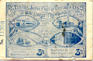 Postcard, Electric Supply Co. of Vic (ESCo), Souvenir ESCo Ticket, 1905