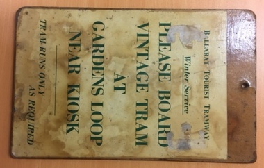 Sign, Ballarat Tramway Preservation Society (BTPS), Winter Tram Service, c1980
