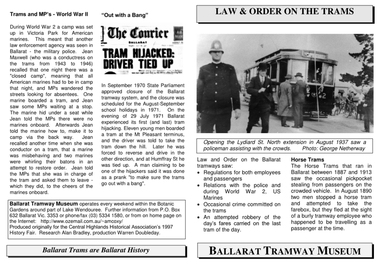 Pamphlet, Warren Doubleday, "Law and Order on the Trams", Oct. 1997