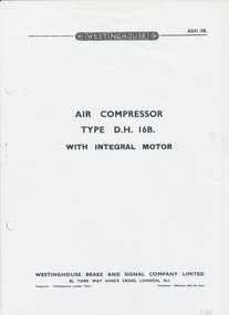 Manual, Doug Prosser, "Air Compressor Type D.H. 16B. with Integral Motor", 1998