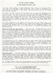 Pamphlet, Richard Gilbert, "Welcome Aboard the Cable Tram", 1987