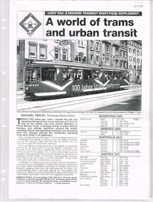 Document - Photocopy, Warren Doubleday, "A world of trams and urban transit", Jul. 1997