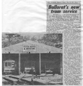 Newspaper, The Courier Ballarat, "Ballarat's new tram service", 23/01/1975 12:00:00 AM