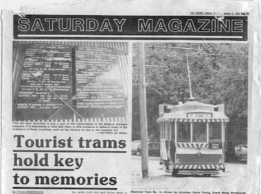 Newspaper, The Courier Ballarat, "Tourist Trams hold key to memories", 6/01/1990 12:00:00 AM
