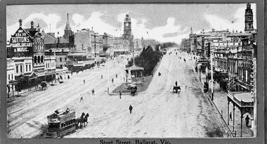 Postcard, John Phillips, Sturt St. Ballarat at Grenville St
