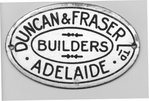 Duncan and Fraser Builders' plate