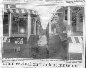 Newspaper, The Courier Ballarat, "Tram revival on track at museum", 12/10/1996 12:00:00 AM